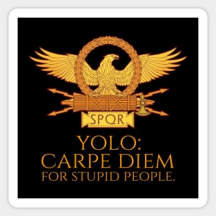 YOLO - Carpe Diem For Stupid People - Ancient Rome Quote Sticker